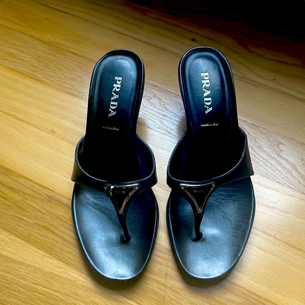 Black leather Prada sandals - lightly worn